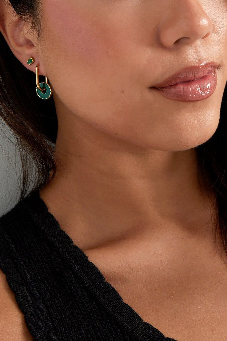 Oorbellen rond goud en kleurrijk stainless steel model1