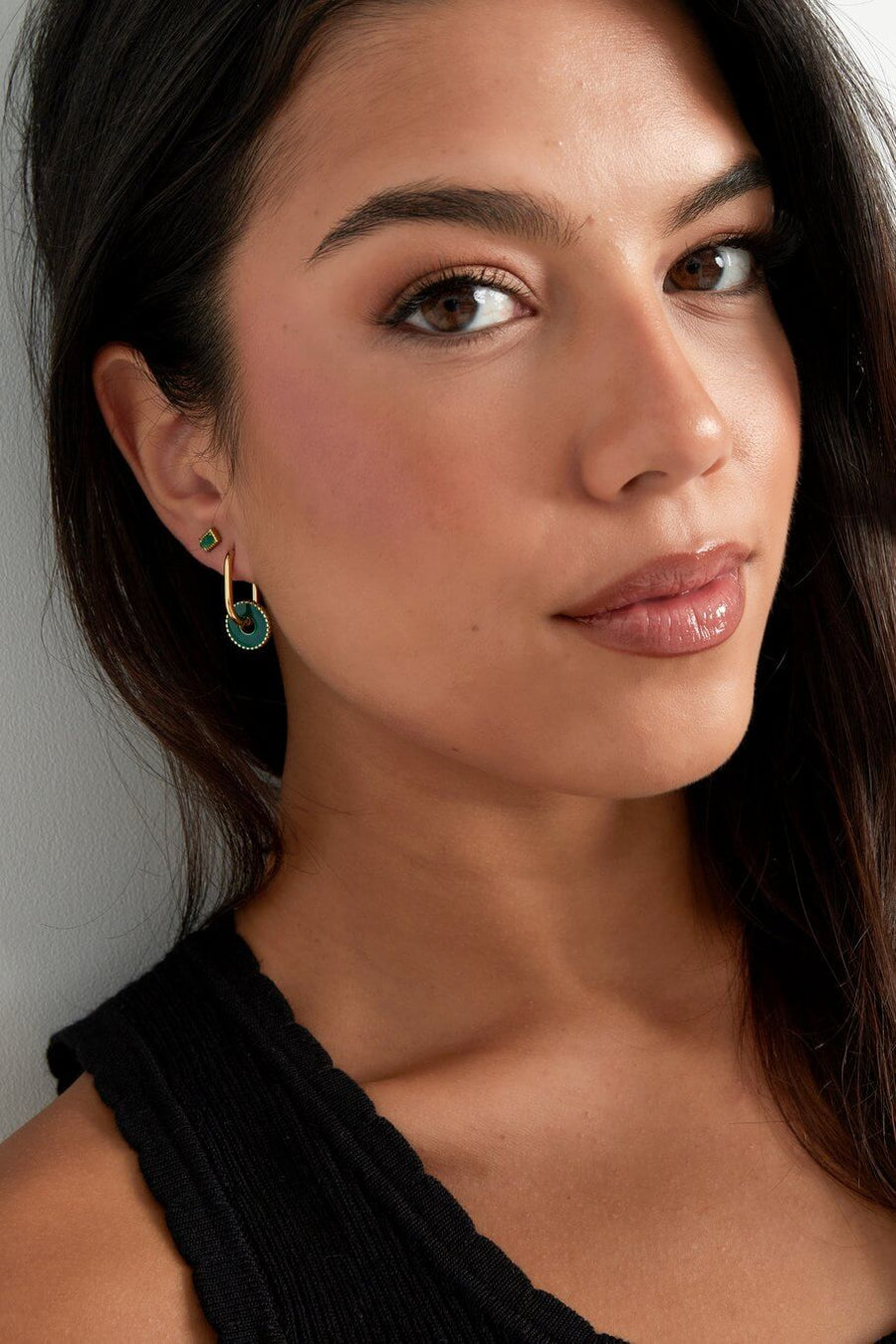 Oorbellen rond goud en kleurrijk stainless steel model2
