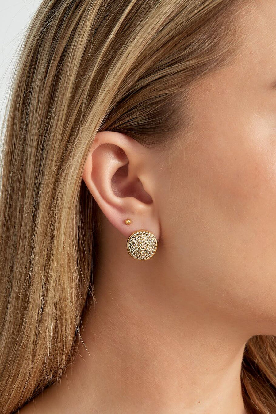 Oorbellen rond sparkle stainless steel model