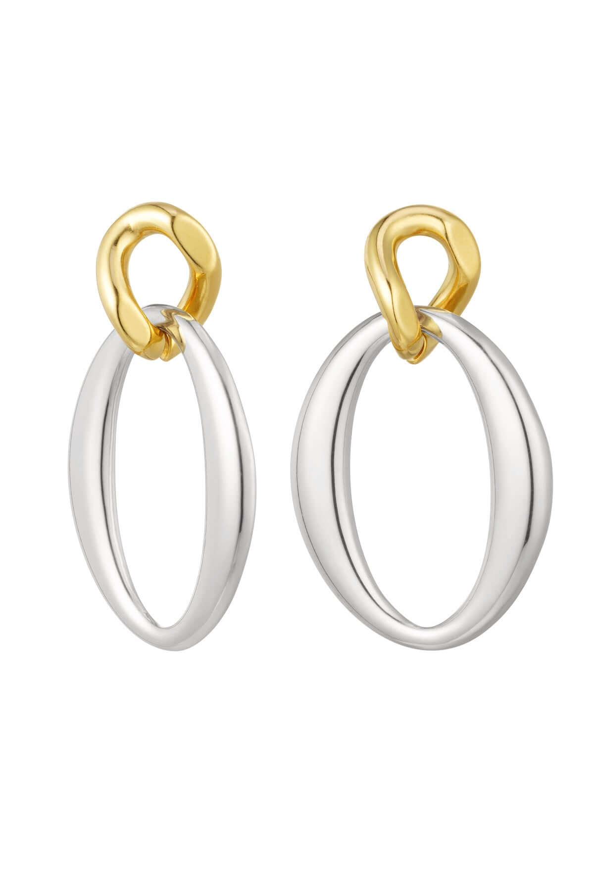Oorbellen schakel en ovaalvorm goud en zilver