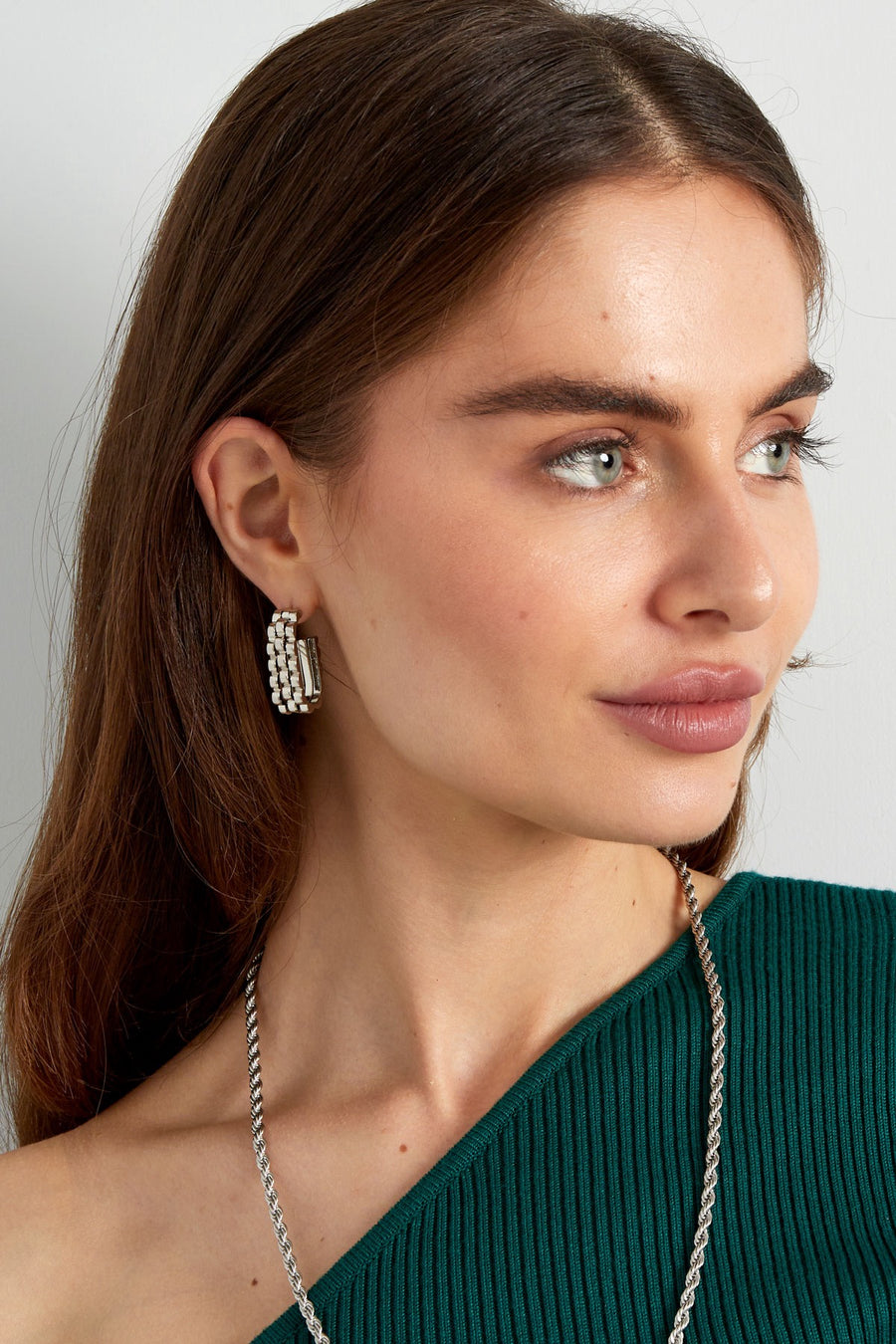 Oorbellen schakels zilver stainless steel model