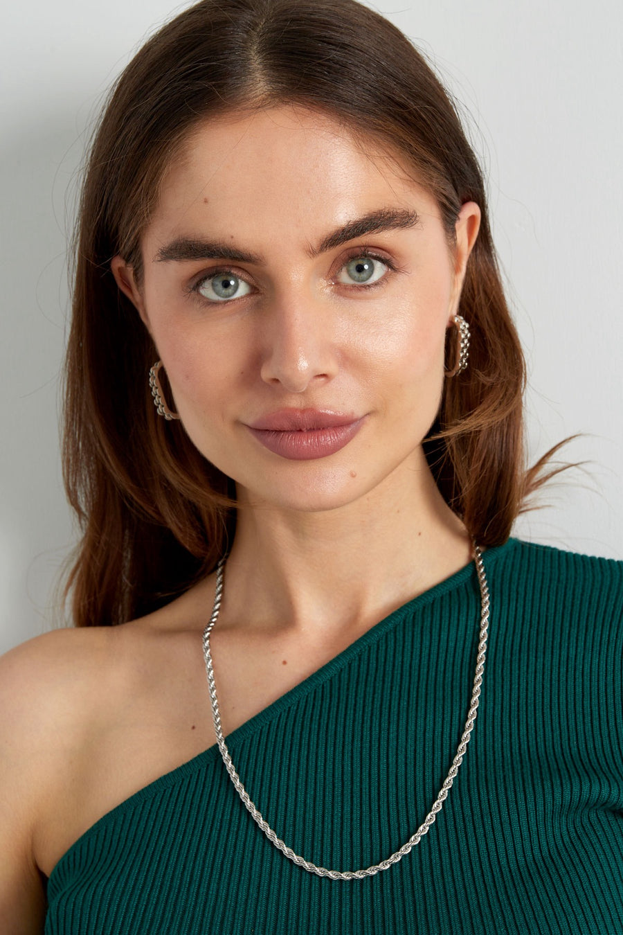 Oorbellen schakels zilver stainless steel model1