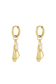 Oorbellen slippers en kraaltje stainless steel wit