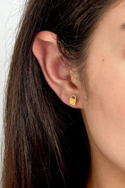 Oorbellen slotje met steentje 925 zilver model2