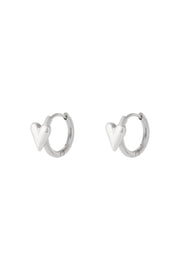 Oorbellen stainless steel met hartje zilver