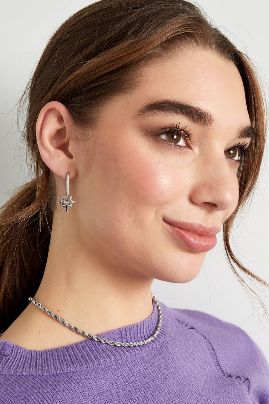 Oorbellen stainless steel met zilverkleurige ster model2