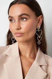 Oorbellen statement vier open harten zirkonia steentjes model3