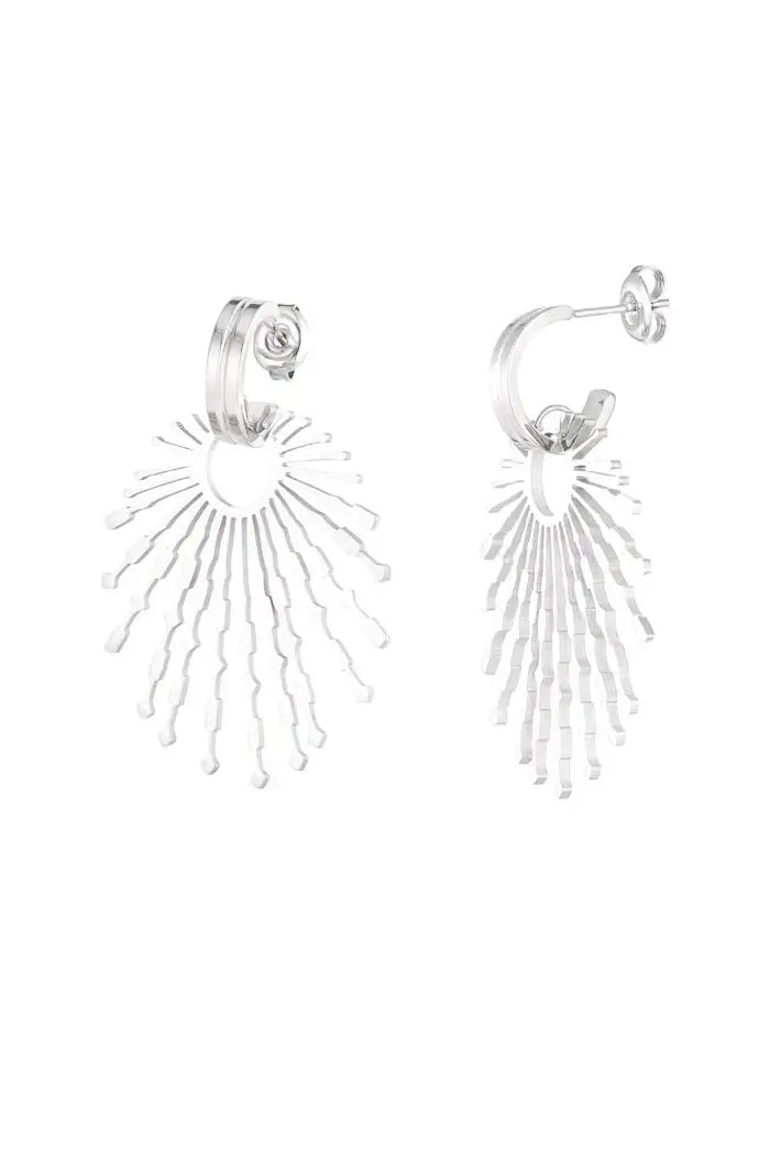 Oorbellen statement zonnestralen stainless steel