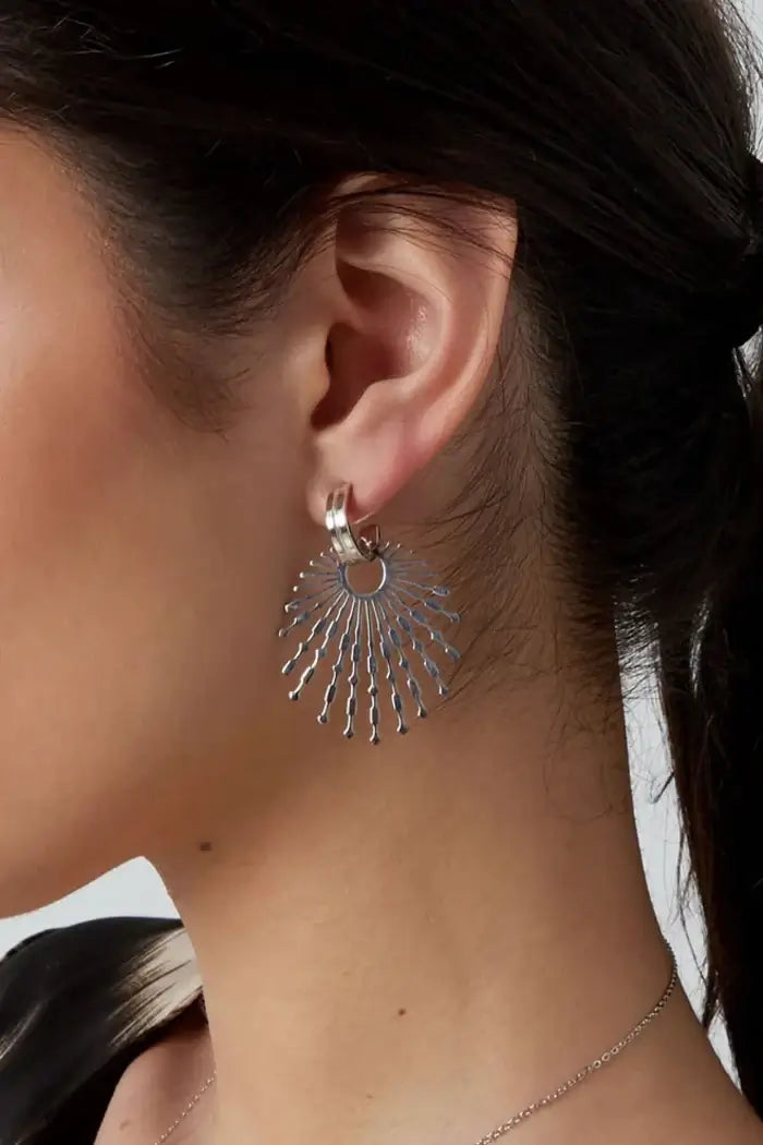 Oorbellen statement zonnestralen stainless steel model