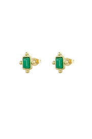 Oorbellen steentje vierkant vintage groen