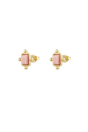 Oorbellen steentje vierkant vintage roze