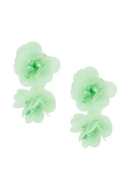 Oorbellen twee grote bloemen fleurig groen