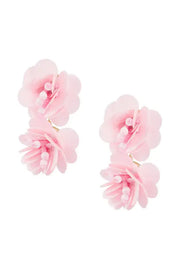 Oorbellen twee grote bloemen fleurig roze