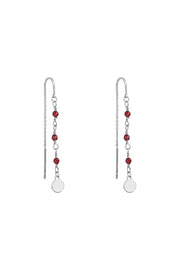 Oorbellen zilver met gekleurde kraaltjes rood