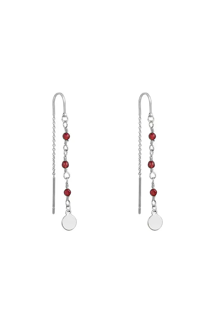 Oorbellen zilver met gekleurde kraaltjes rood