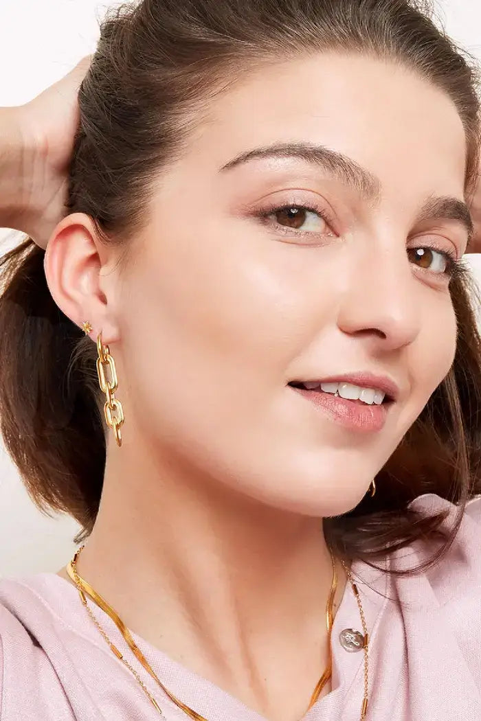 Oorbellen zilver met vier schakels model