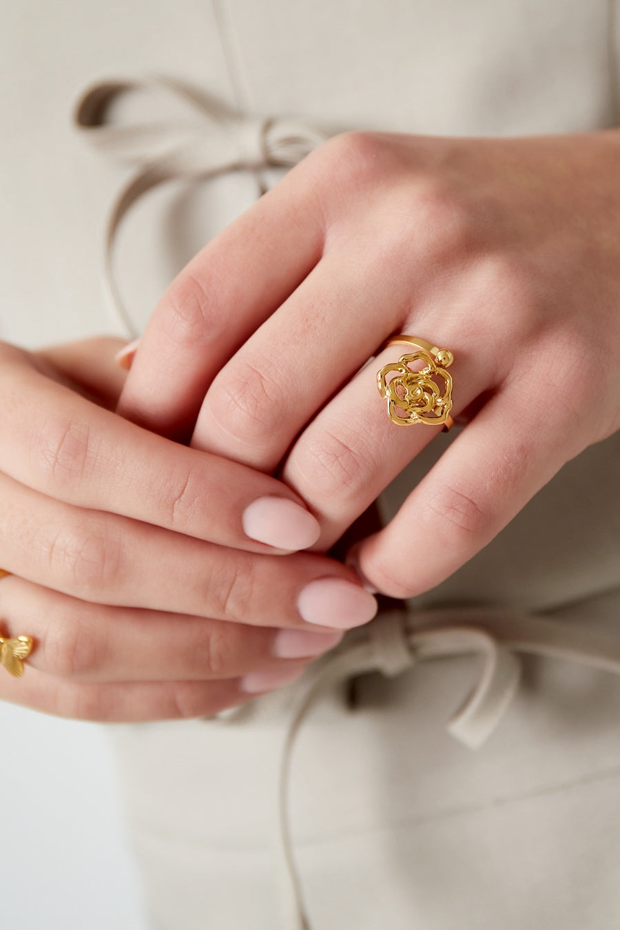 Ring bloem goud of zilver stainless steel model