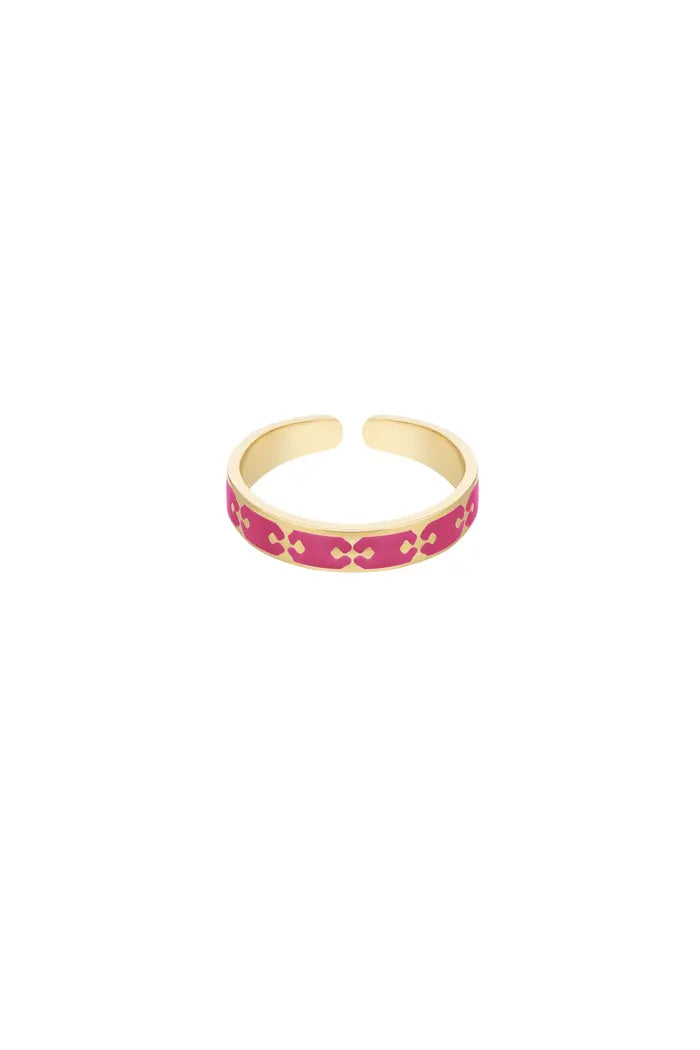 Ring kleurrijk printje fuchsia