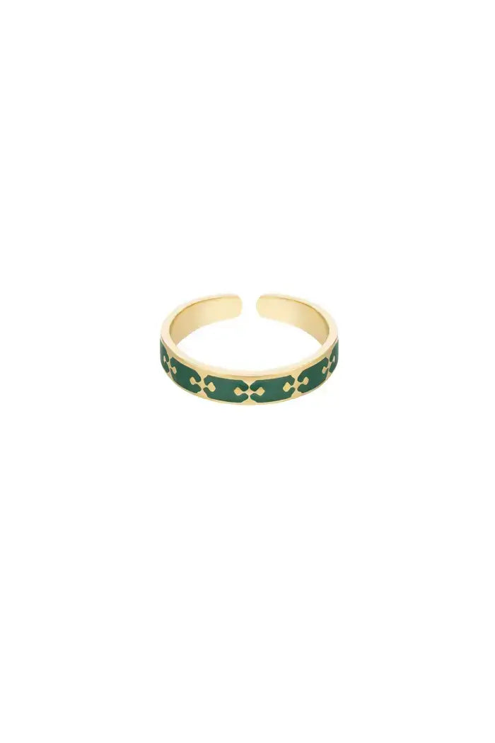 Ring kleurrijk printje groen