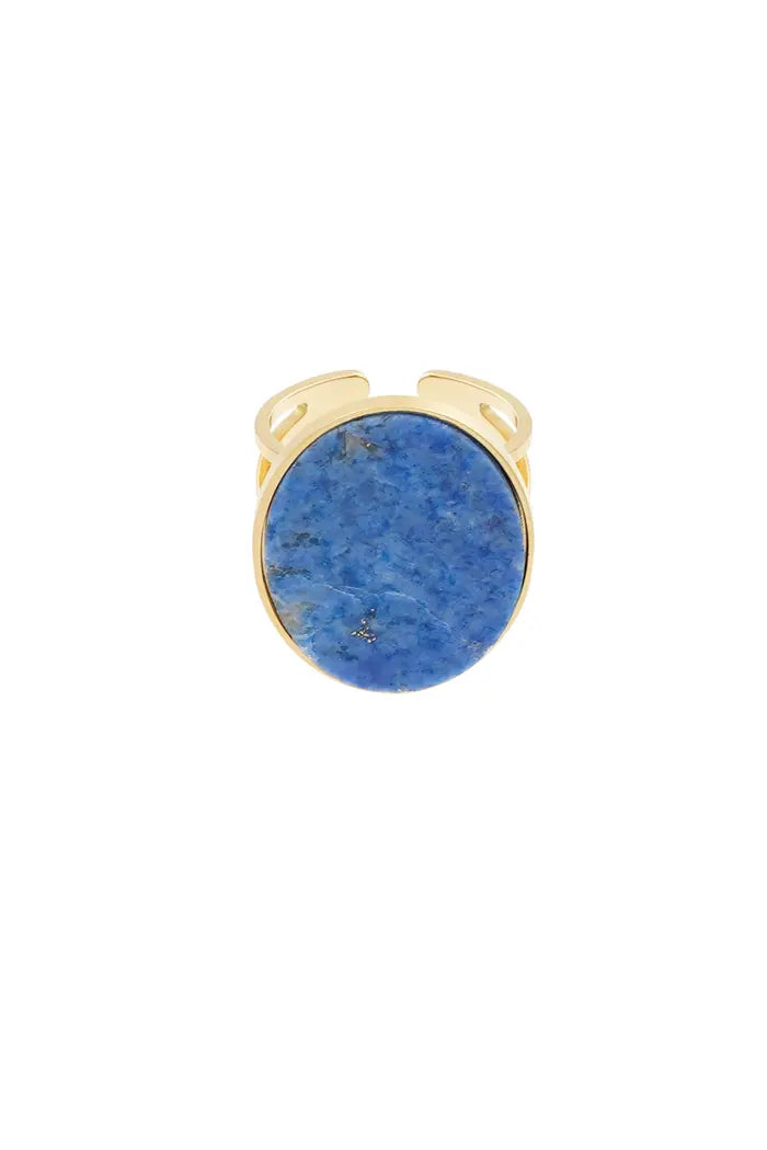 Ring natuursteen statement blauw