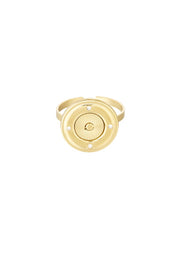 Ring rond met steentjes stainless steel goud