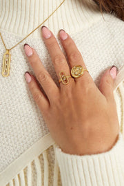 Ring rond met steentjes stainless steel model1