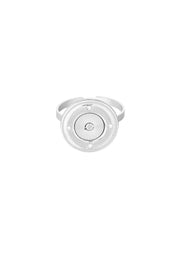Ring rond met steentjes stainless steel zilver