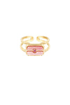 Ring roze natuursteen en strass steentje