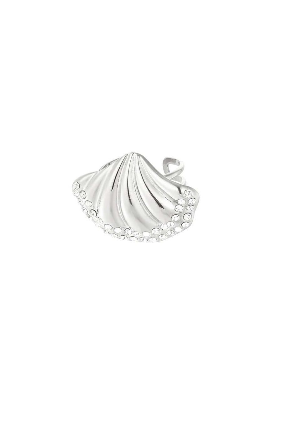 Ring schelp met sparkle stainless steel zilver