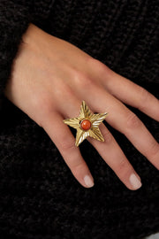 Ring statement ster met gekleurde steen model