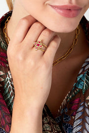 Ring ster met vijf trendy steentjes model