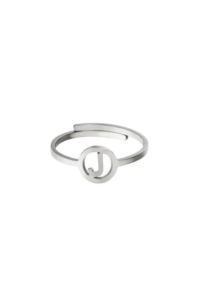 Ring zilver met initiaal J