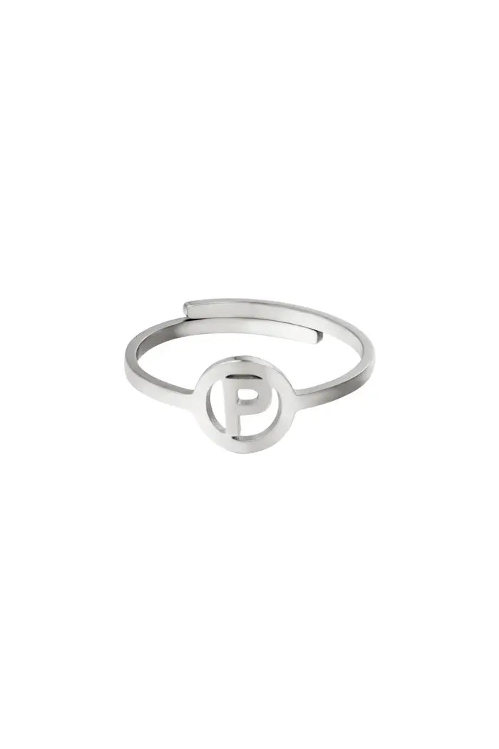 Ring zilver met initiaal P