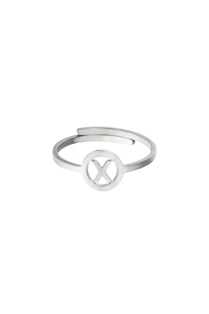 Ring zilver met initiaal X