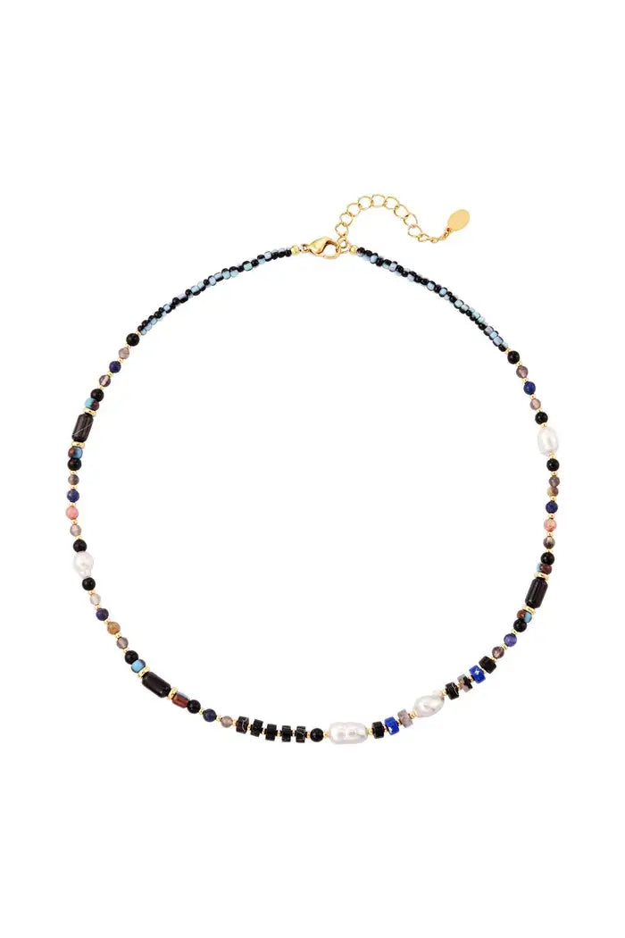 Ronde ketting kralen kleurenfestijn zwart