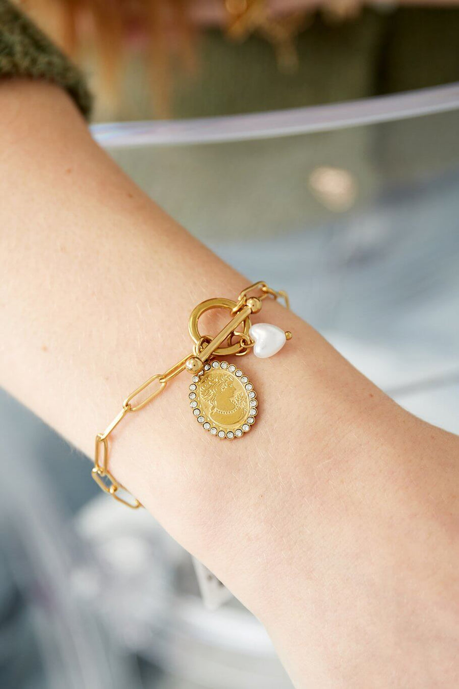 Schakelarmband bedel en hartje model