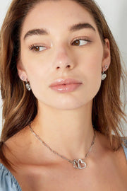 Schakelketting dames verbonden harten zilver model