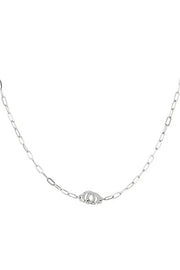 Schakelketting met twee handboeien zilver