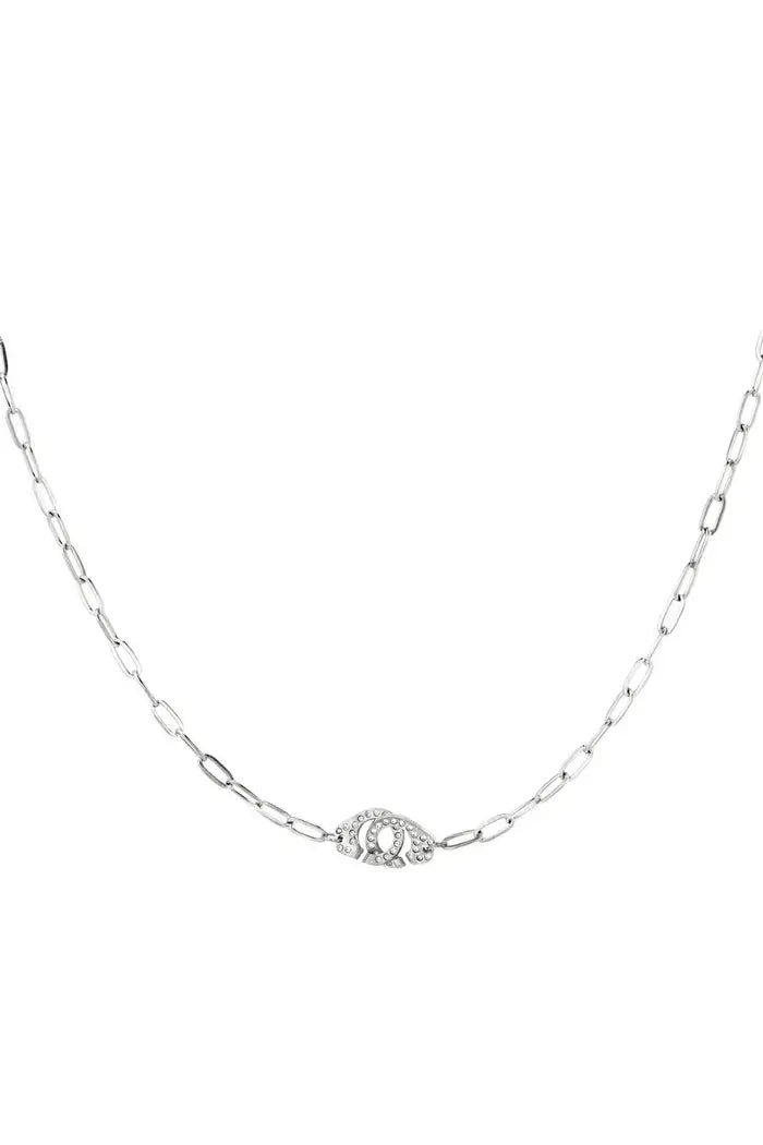 Schakelketting met twee handboeien zilver