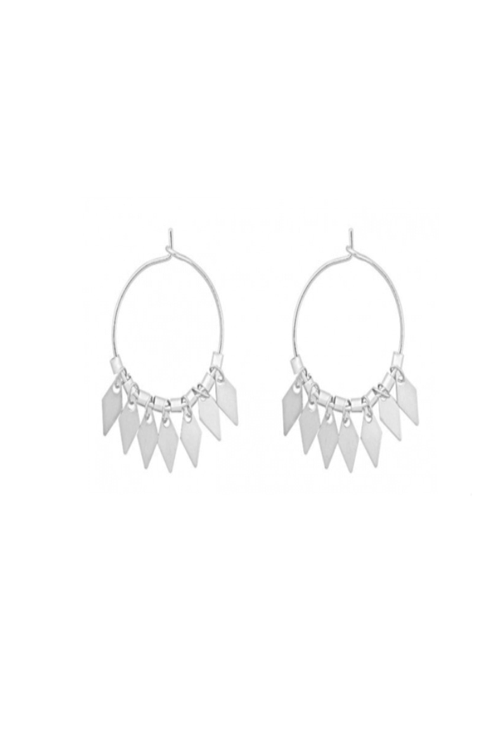 oorbellen zilver met ruiten bedels