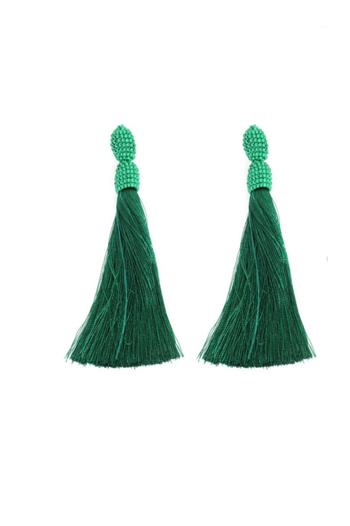 Oorbellen Tassel en kralen groen