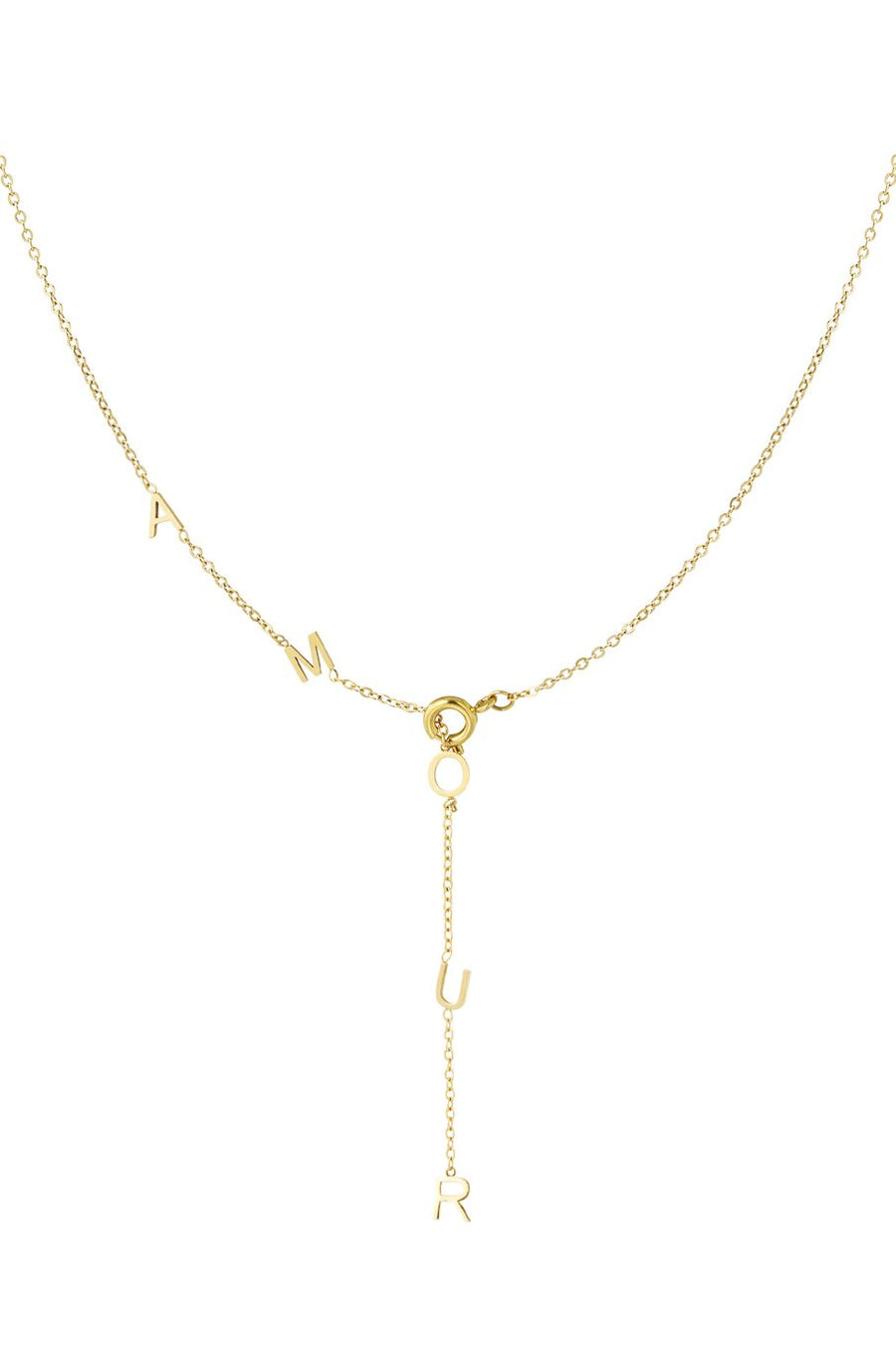 Stainless steel lange ketting AMOUR goud 
