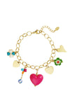 Statement bedelarmband met hartjes en kleurrijke bedels stainless steel LoveSieraden