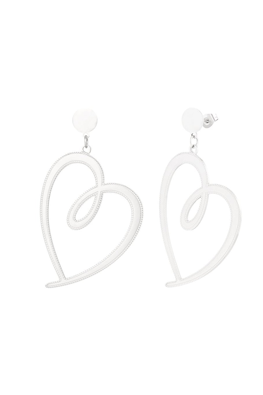 Statement hart oorbellen goud dames stainless steel zilver