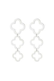 Statement oorbellen klavers zilver stainless steel