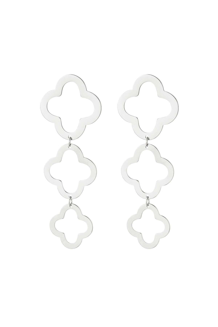 Statement oorbellen klavers zilver stainless steel