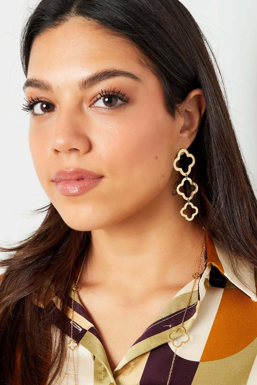 Statement oorbellen klavers zilver stainless steel model