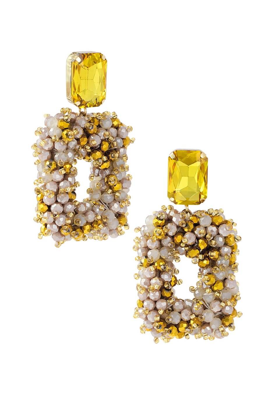 Statement oorbellen luxe gekleurde kralen champagne