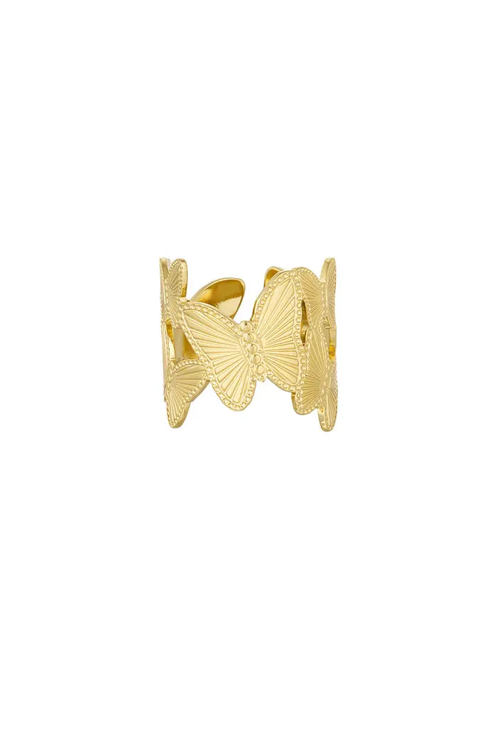 Statement ring met vlinder