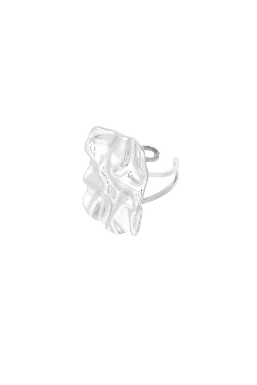 Statement ring zilver met golven stainless steel